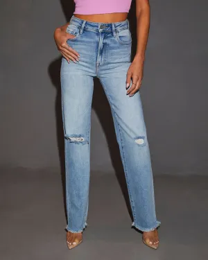 Abbie High Rise Distressed Straight Leg Jeans