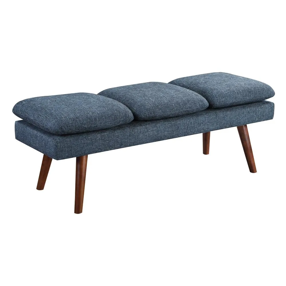 Amanda | Blue Mid-Century Contemporary Modern Upholstered Bench