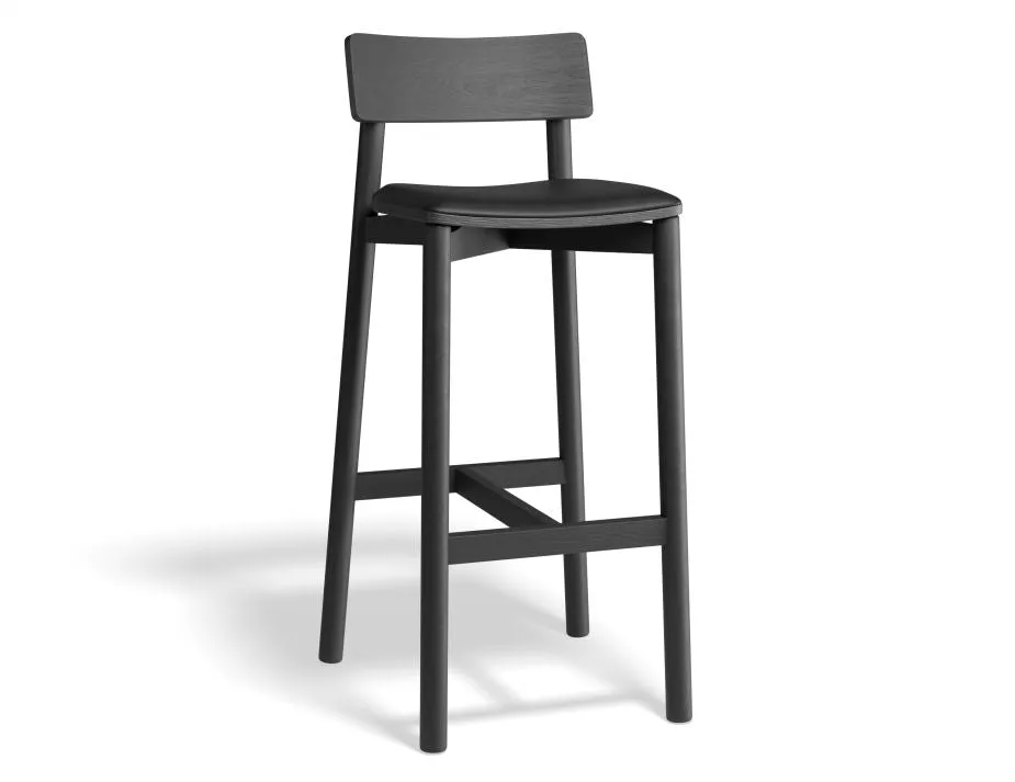 Andi Stool - Black with Pad - 66cm Seat Height Vintage Black Vegan leather Seat Pad