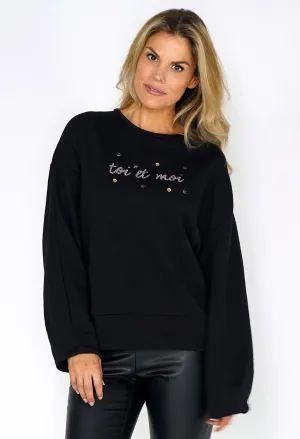 Black 'toi et moi' Jumper