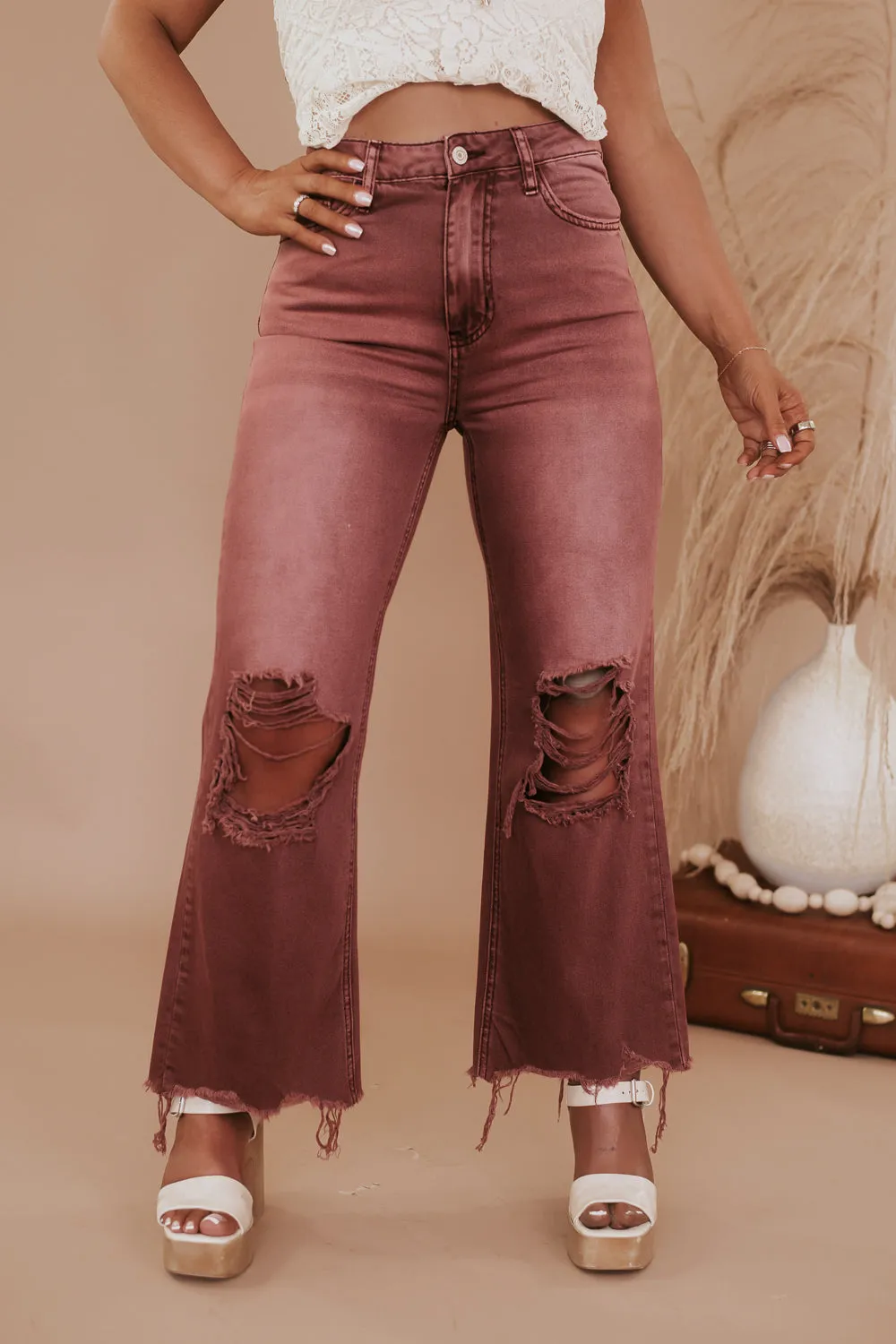 Brooks Distressed Jean, Rich Purple VERVET