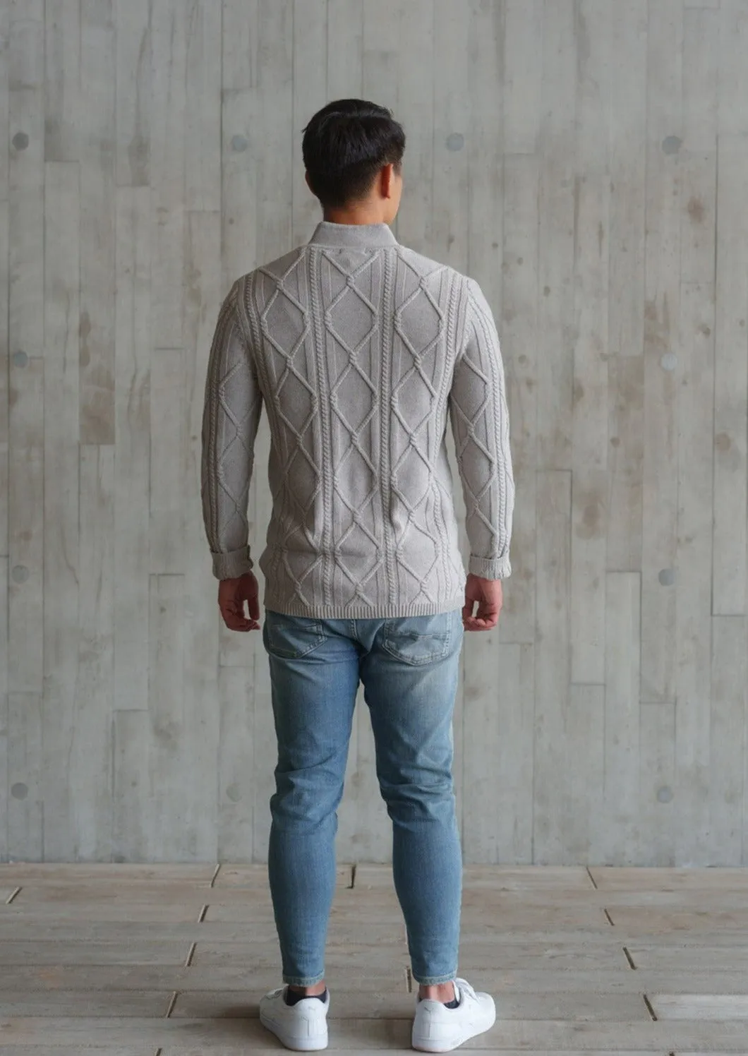 Cable Knit Tang Jacket (Light Grey)