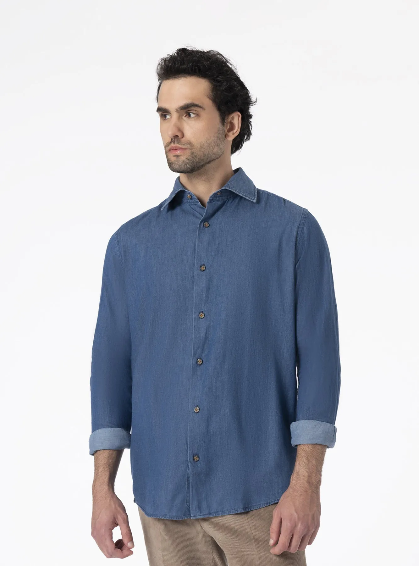 Camicia Regular con collo francese in denim - Elmsworth