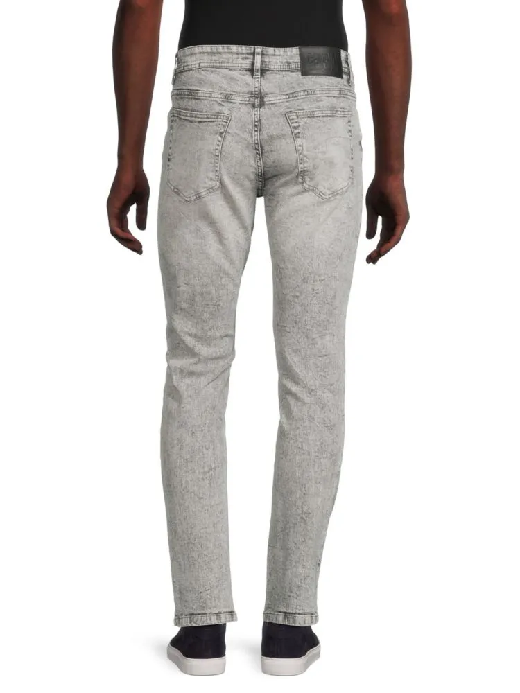 Cavalli Class High Rise Distressed Jeans in Gray Acid