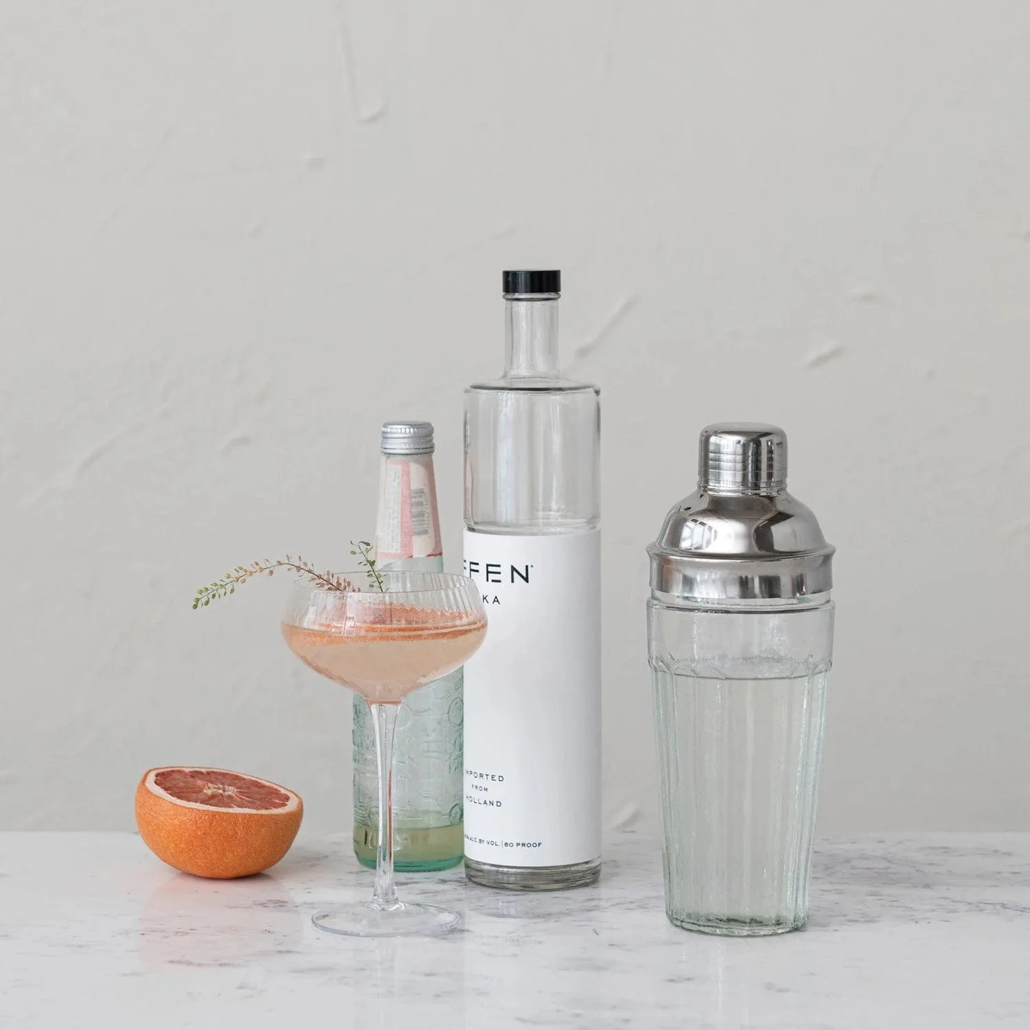 Creative Co-op Glass Cocktail Shaker with Stainless Steel Top