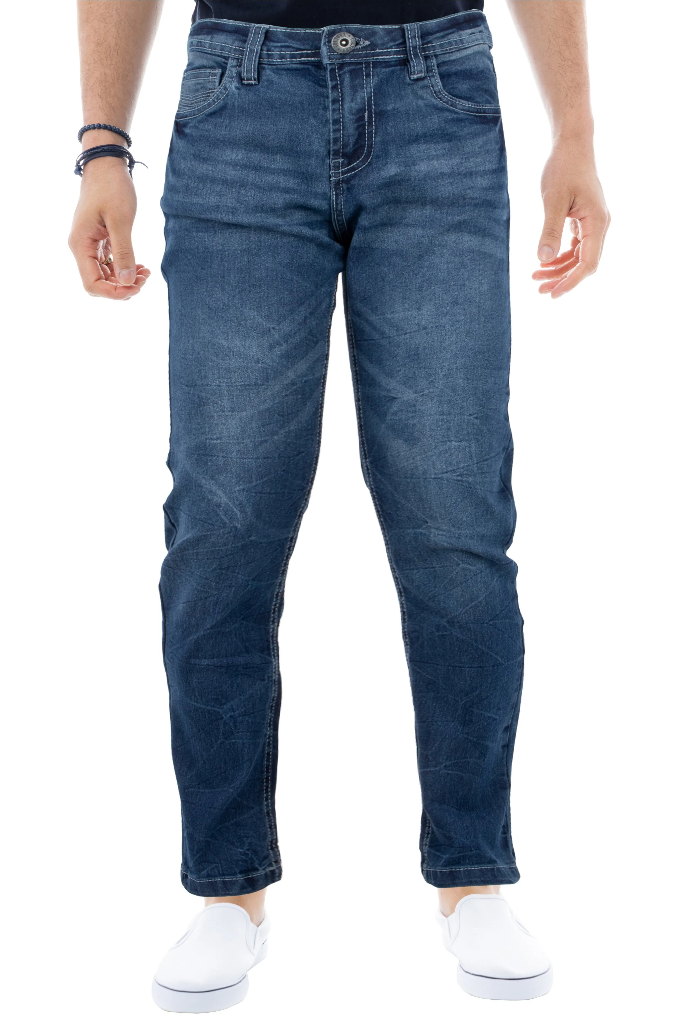 CULTURA Boy's Slim Fit Washed Stretch Denim Pants