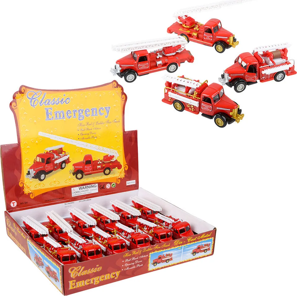 Die Cast Pull Back Classic Fire Truck