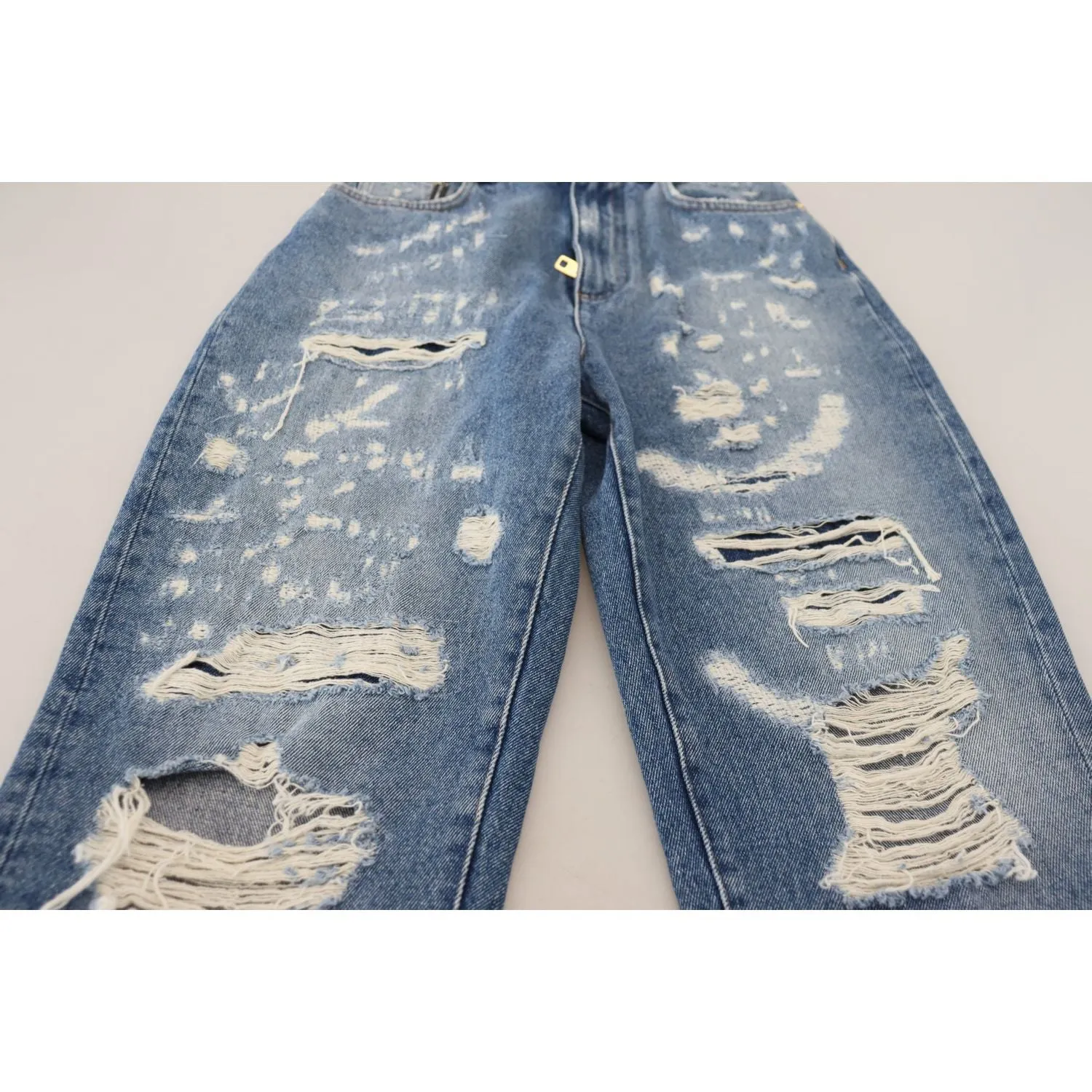 Dolce & Gabbana Chic Tattered Denim Pants - Indigo Essence