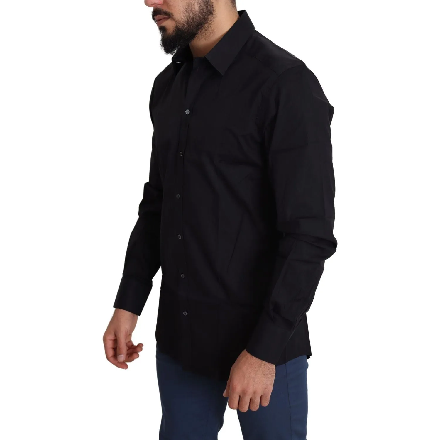 Dolce & Gabbana Elegant Black Cotton Stretch Dress Shirt