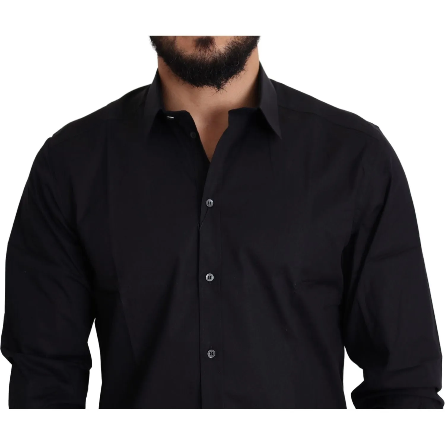 Dolce & Gabbana Elegant Black Cotton Stretch Dress Shirt