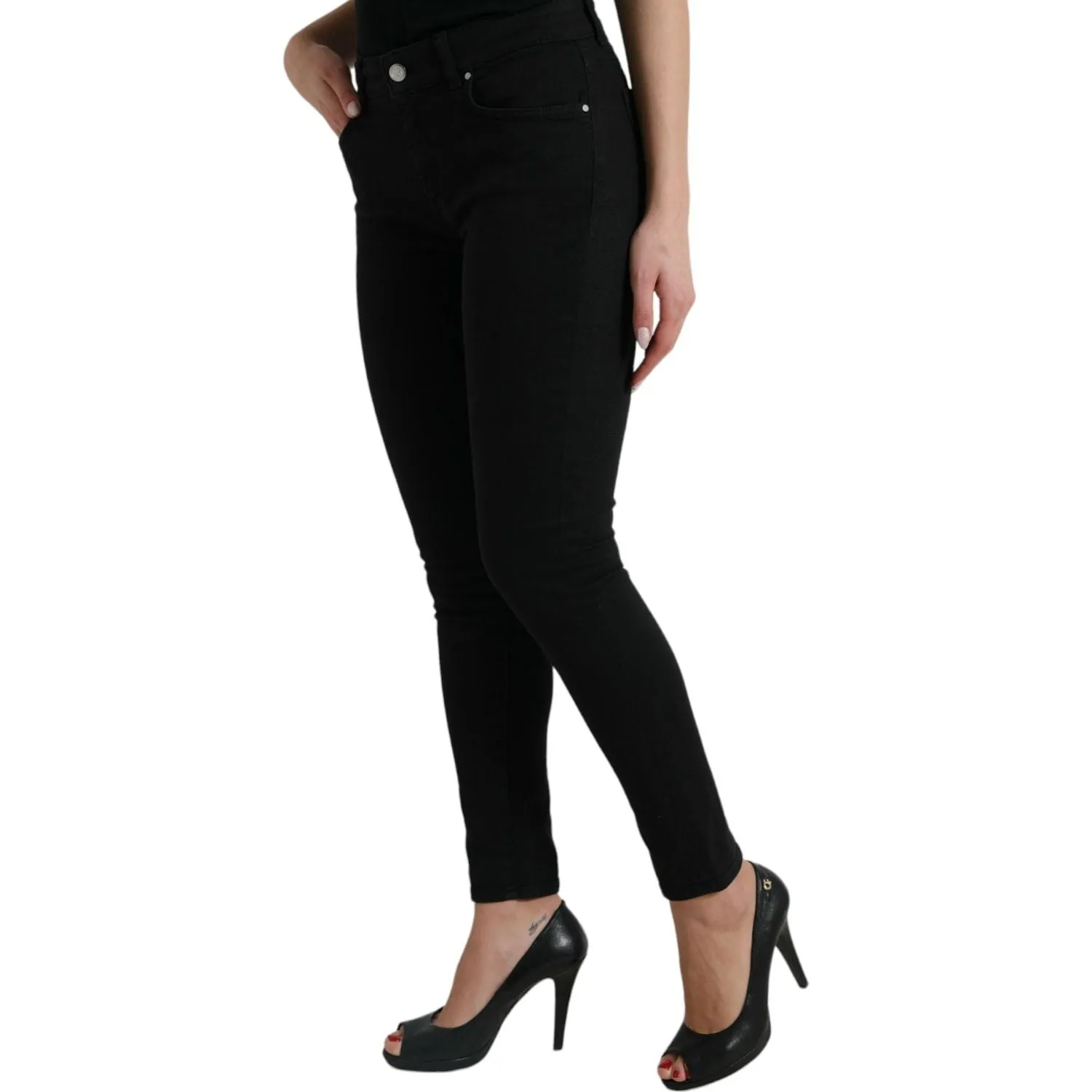 Dolce & Gabbana Elegant Black Mid-Waist Stretch Jeans