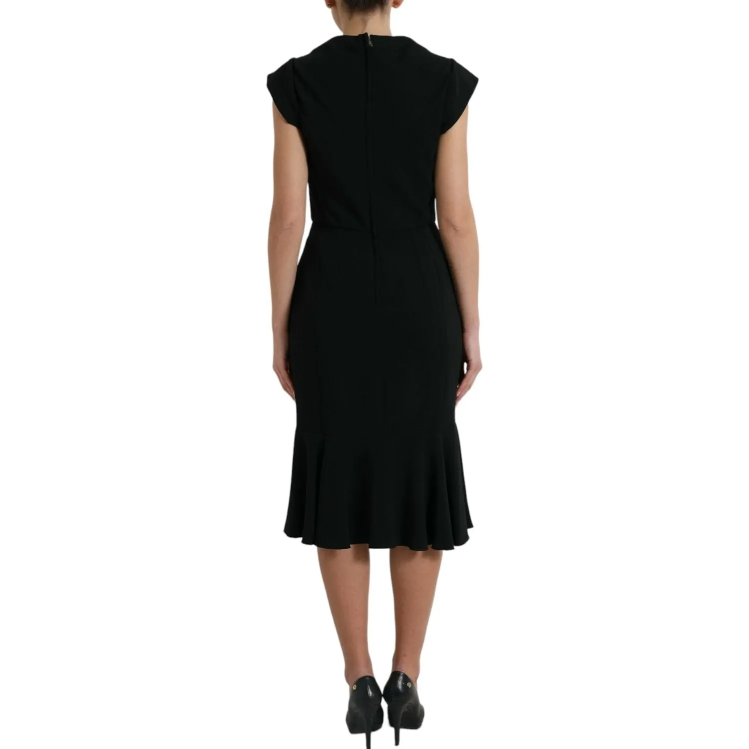 Dolce & Gabbana Elegant Black Stretch Cady Midi Dress