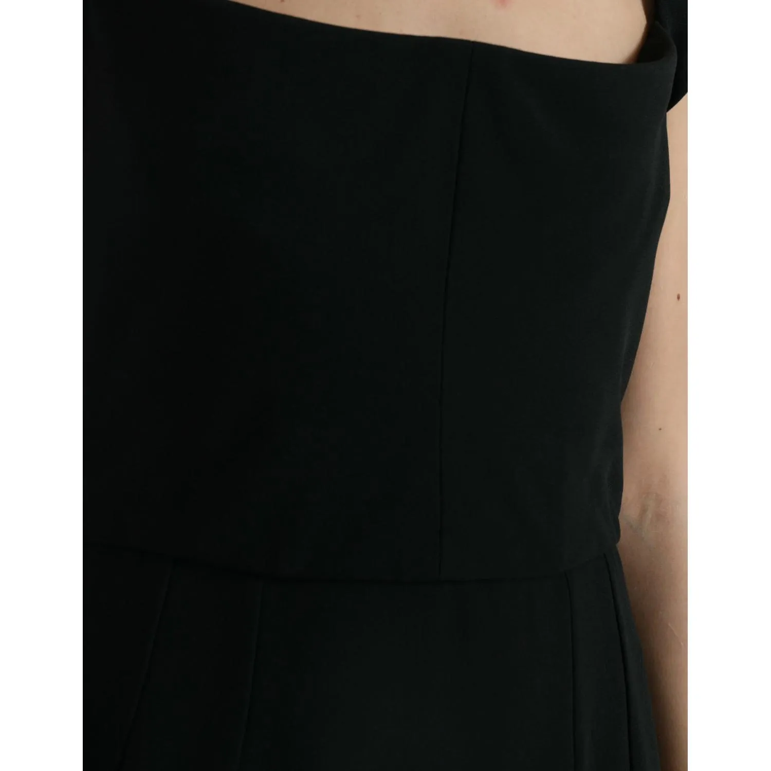 Dolce & Gabbana Elegant Black Stretch Cady Midi Dress