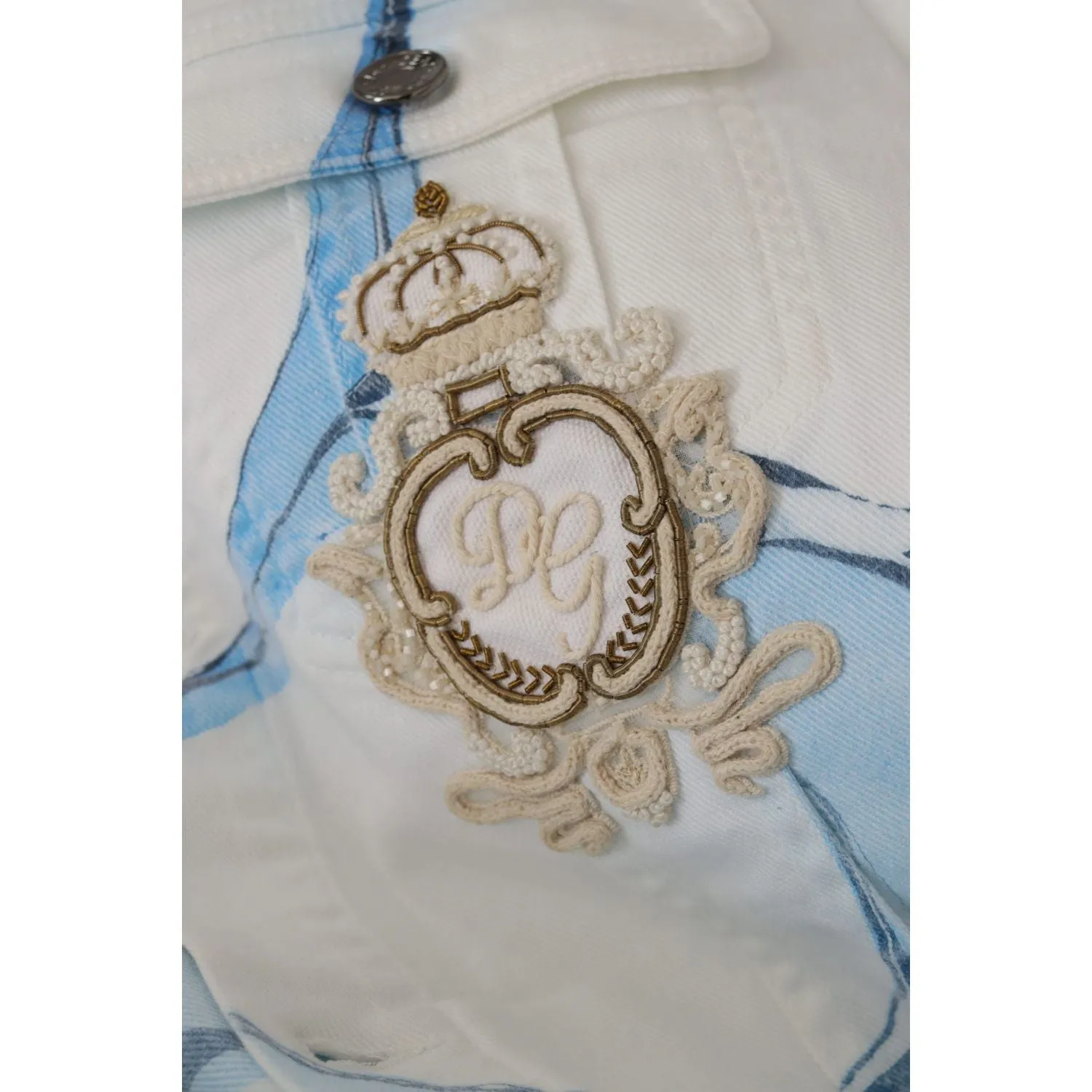 Dolce & Gabbana Multicolor Logo Embroidered Denim Jacket