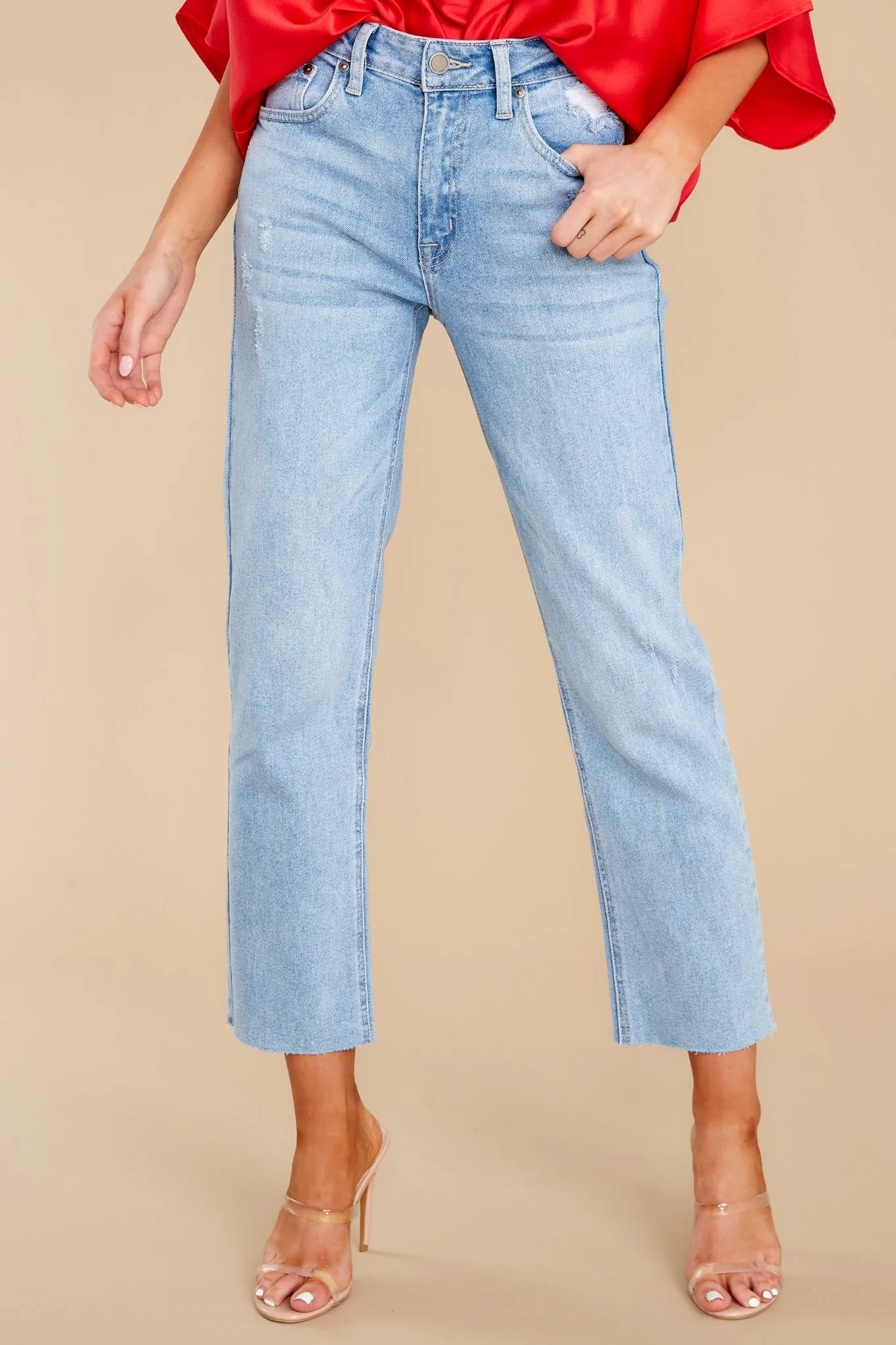 Encourage Yourself Light Wash Straight Jeans