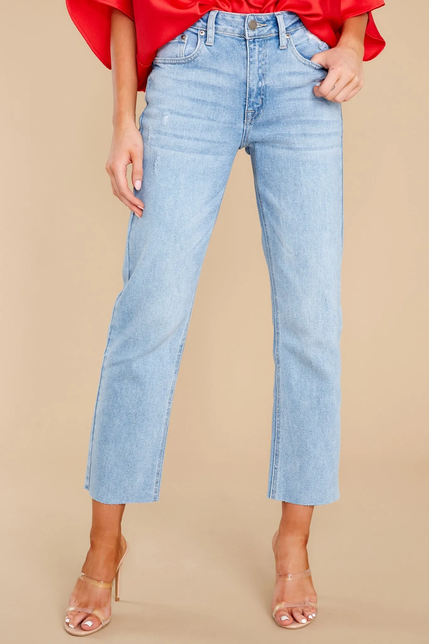 Encourage Yourself Light Wash Straight Jeans