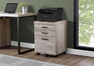 Filing Cabinet - 3 Drawer / Taupe Reclaimed Wood/ Castors