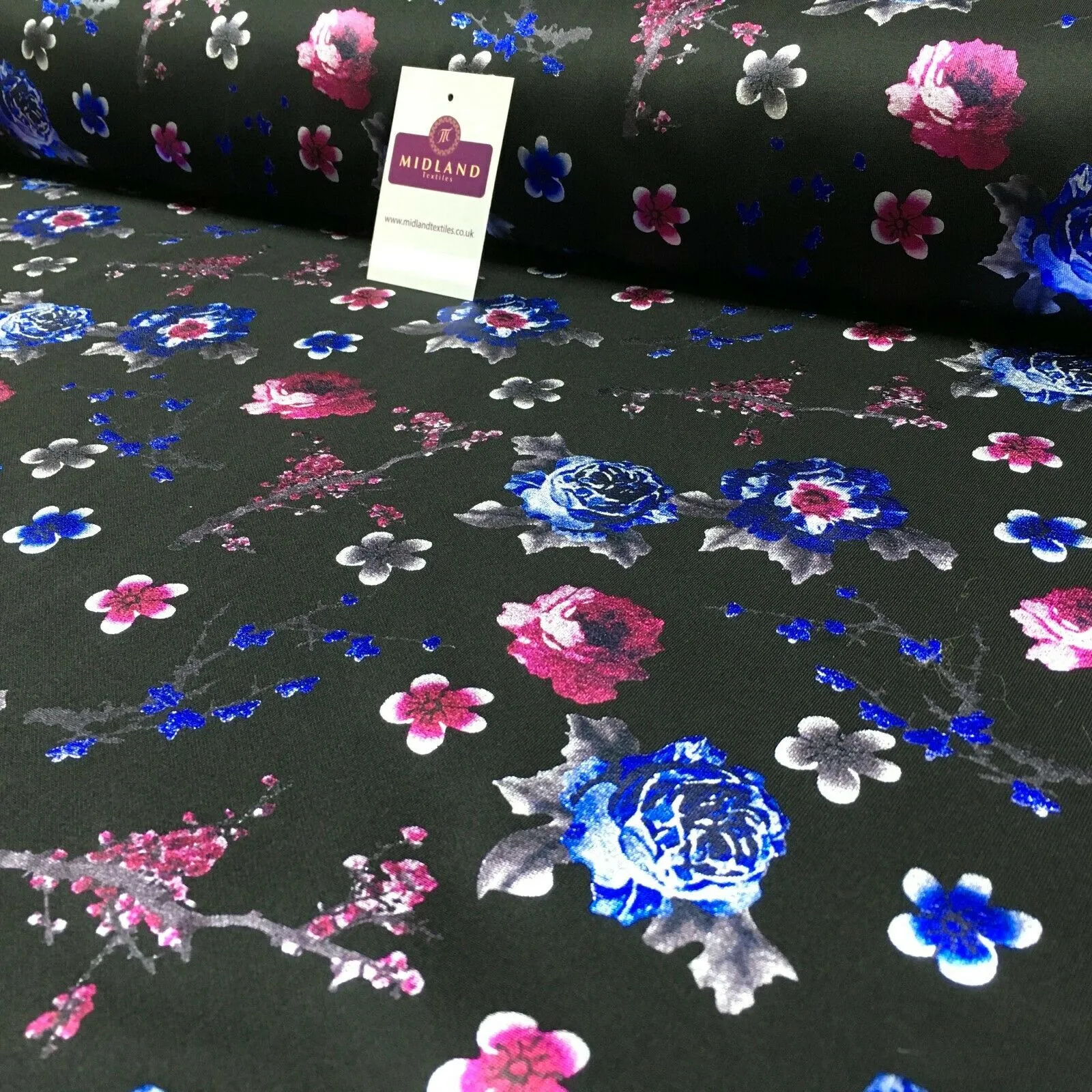 Foil Floral Printed Scuba Fabric 150cm MH1338