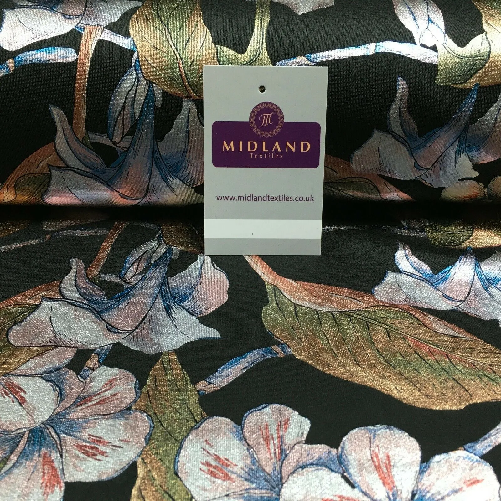 Foil Floral Printed Scuba Fabric 150cm MH1338