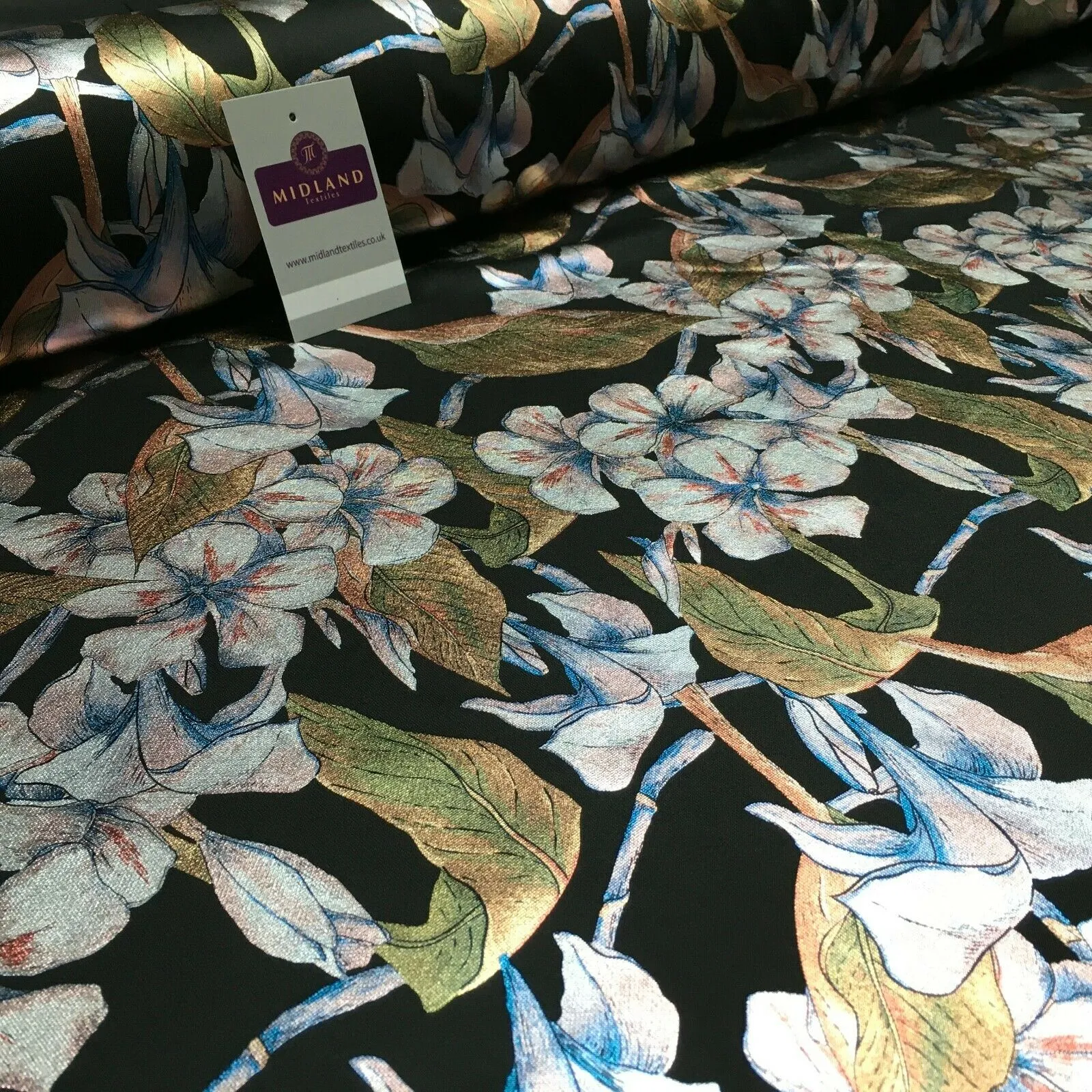 Foil Floral Printed Scuba Fabric 150cm MH1338