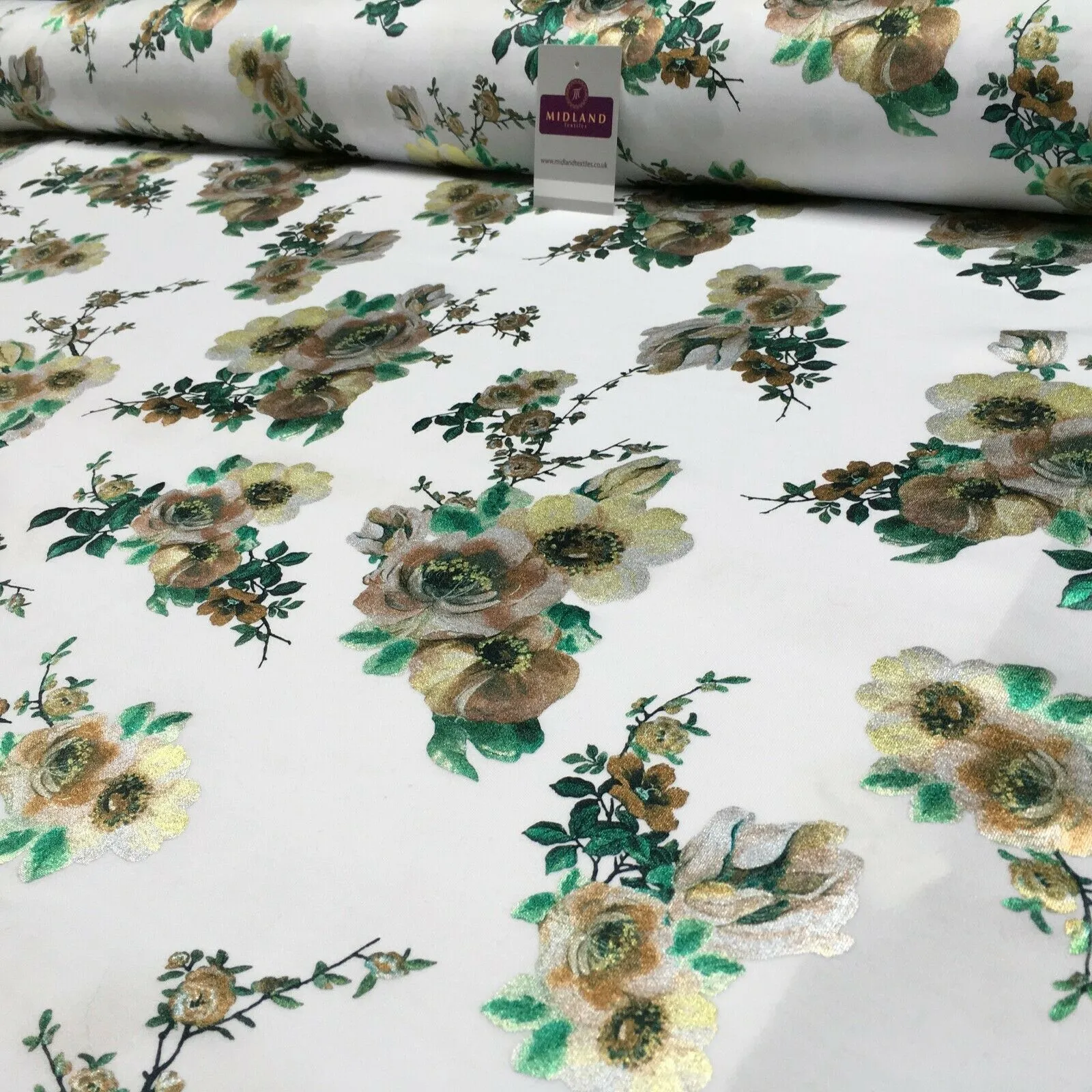 Foil Floral Printed Scuba Fabric 150cm MH1338