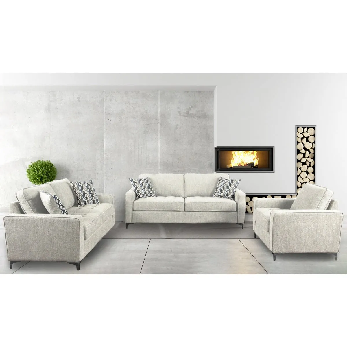 Hudson Platinum Loveseat with 2 Pillows