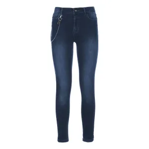 Imperfect Chic Lightly Washed Blue Slim-Fit Jeans with Chain Detail