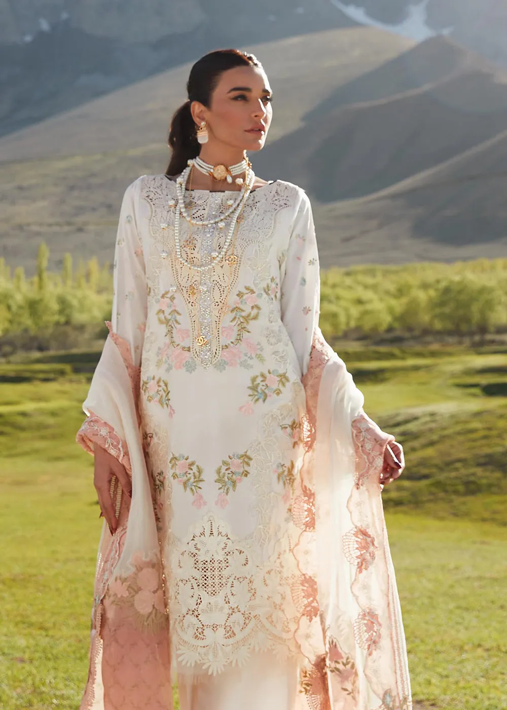 Ivory Lawn Suit - Saira Shakira X Crimson Luxury Lawn '23 - Summer in the Meadows - D1A