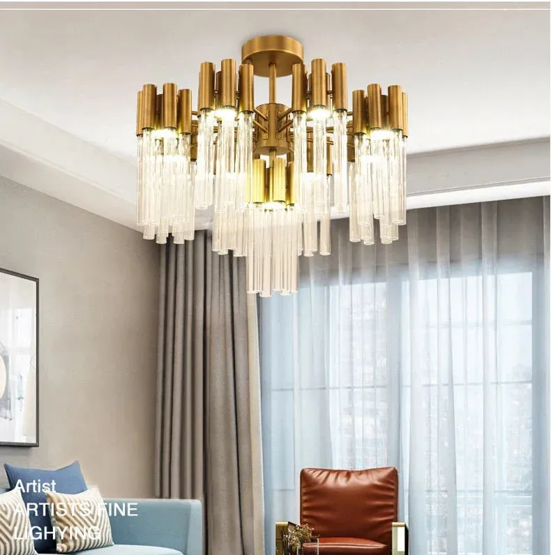 Josse Light Luxury Crystal Tube Chandelier