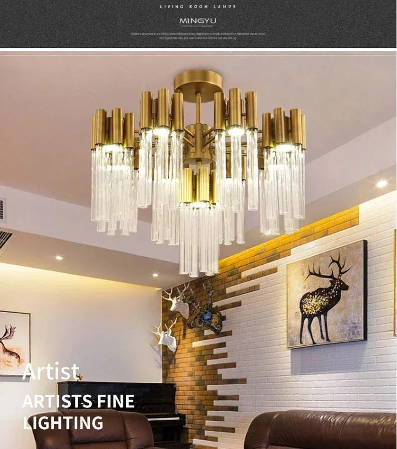 Josse Light Luxury Crystal Tube Chandelier