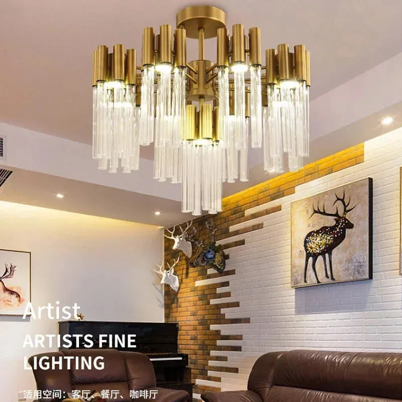 Josse Light Luxury Crystal Tube Chandelier