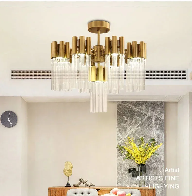 Josse Light Luxury Crystal Tube Chandelier