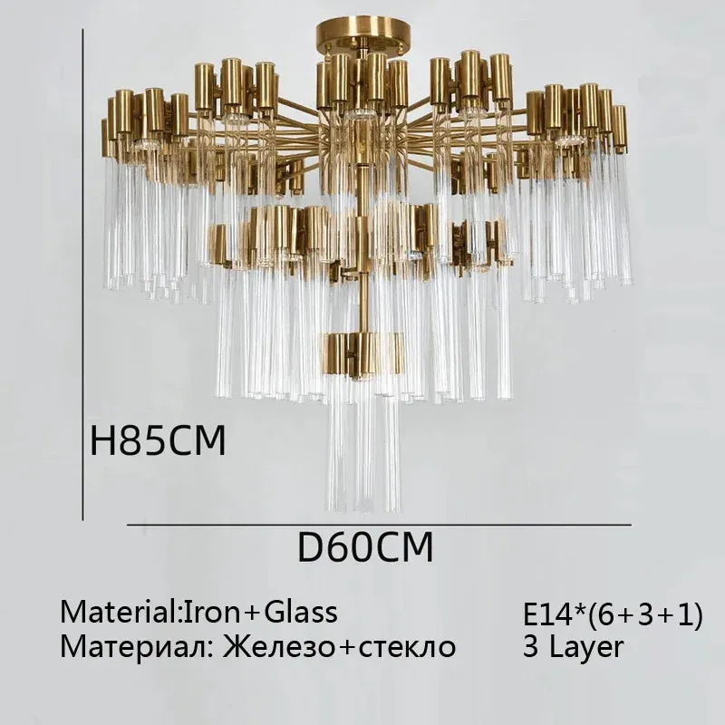 Josse Light Luxury Crystal Tube Chandelier