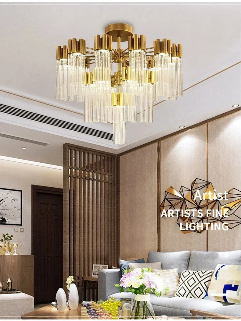 Josse Light Luxury Crystal Tube Chandelier