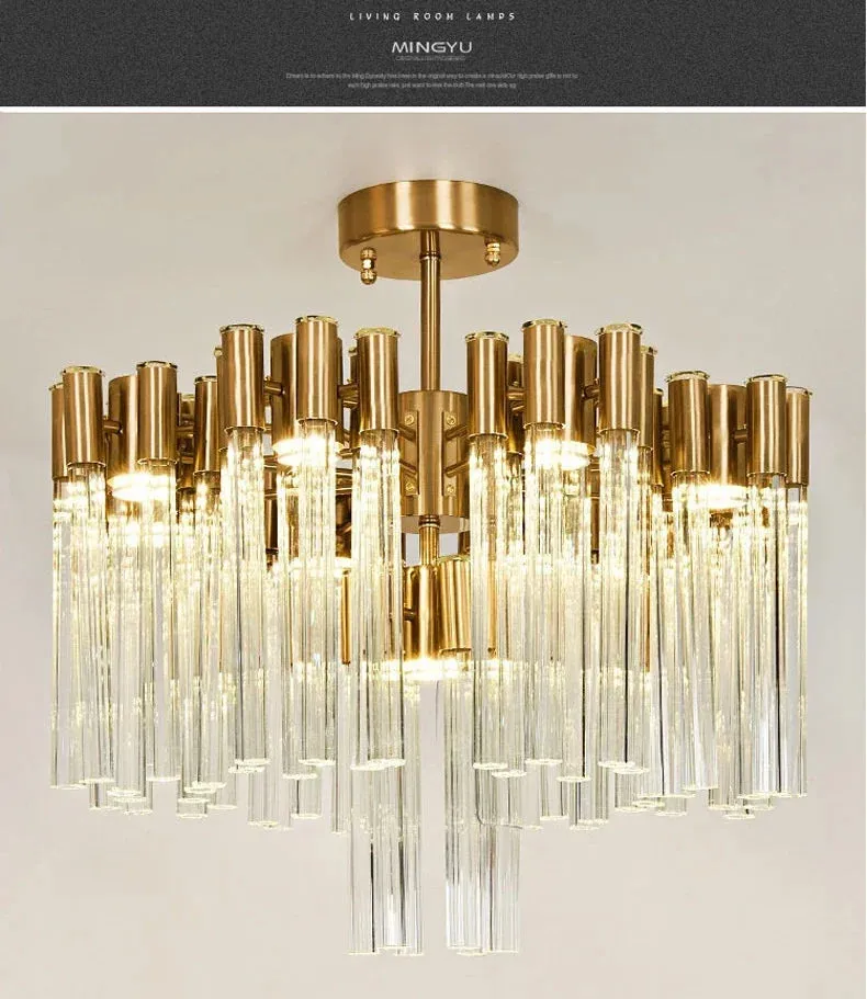 Josse Light Luxury Crystal Tube Chandelier