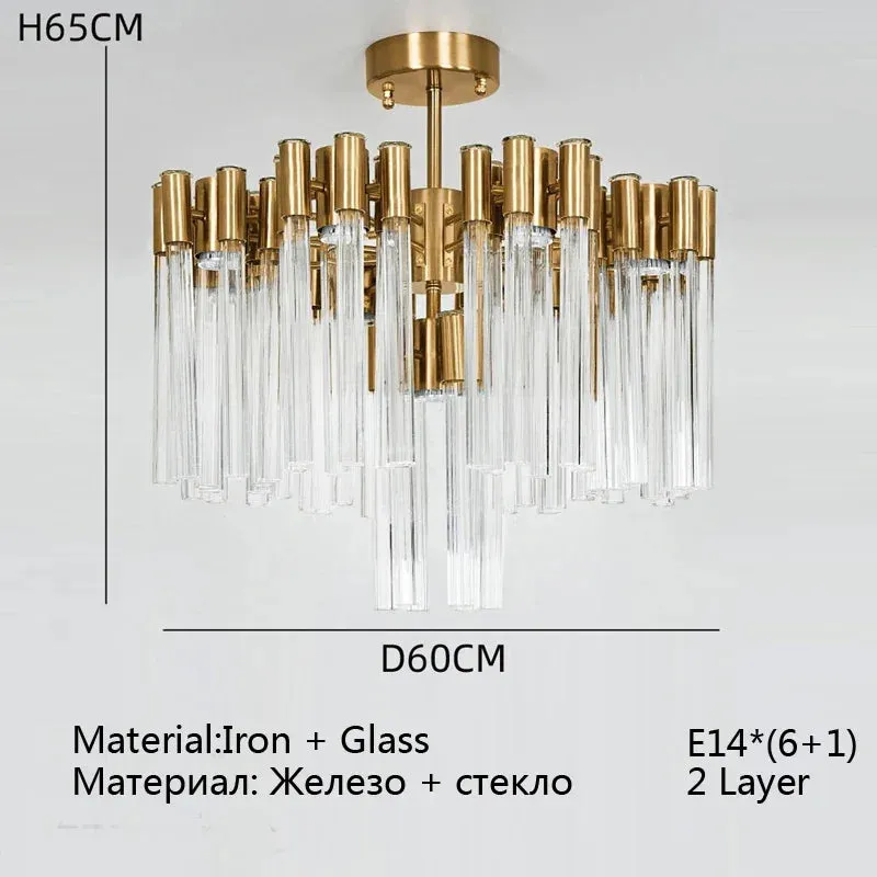 Josse Light Luxury Crystal Tube Chandelier