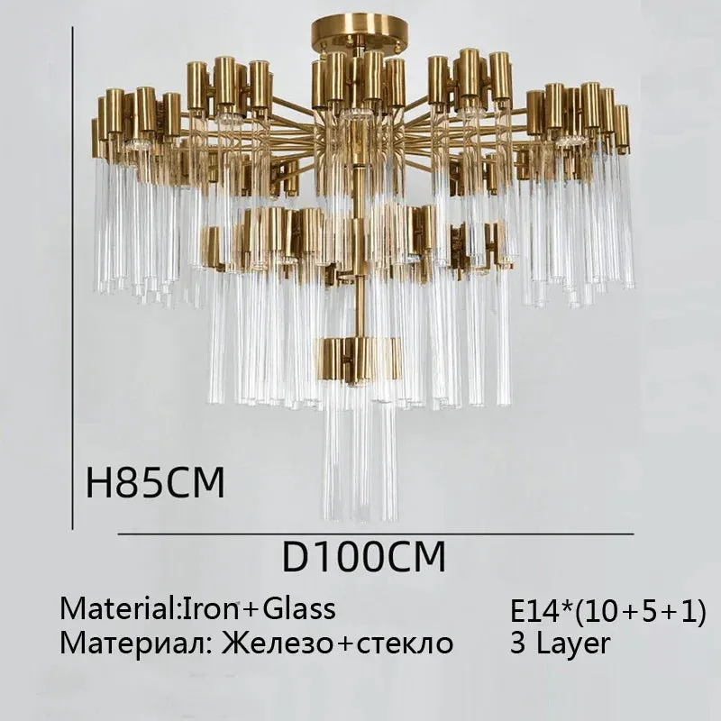 Josse Light Luxury Crystal Tube Chandelier