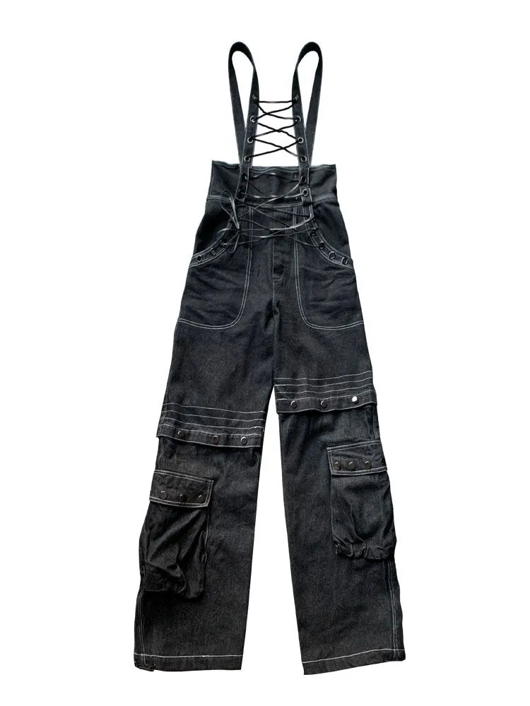 Laceup suspenders jeans【s0000000010】