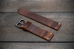 Leather watch band. Vandyke Brown-Mustard.  Handmade in Finland 10-26 mm.