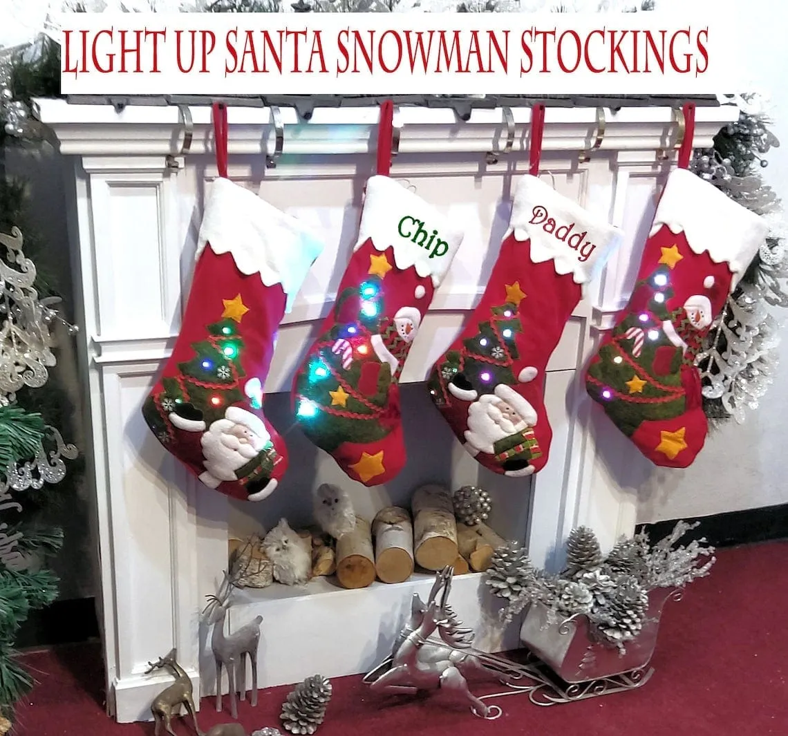 Light Up Snowman Santa Personalized Christmas Stockings