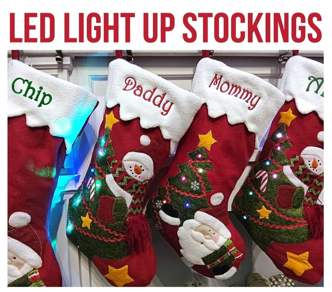 Light Up Snowman Santa Personalized Christmas Stockings