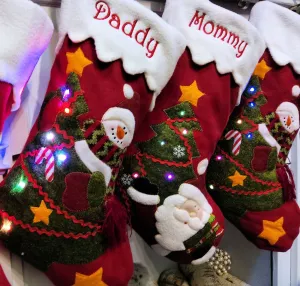 Light Up Snowman Santa Personalized Christmas Stockings