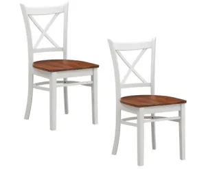 Lupin Dining Chair Set of 2 Crossback Solid Rubber Wood Furniture - White Oak