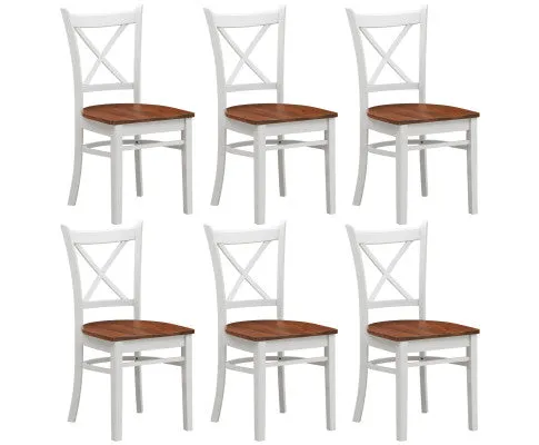 Lupin Dining Chair Set of 6 Crossback Solid Rubber Wood Furniture - White Oak