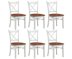 Lupin Dining Chair Set of 6 Crossback Solid Rubber Wood Furniture - White Oak