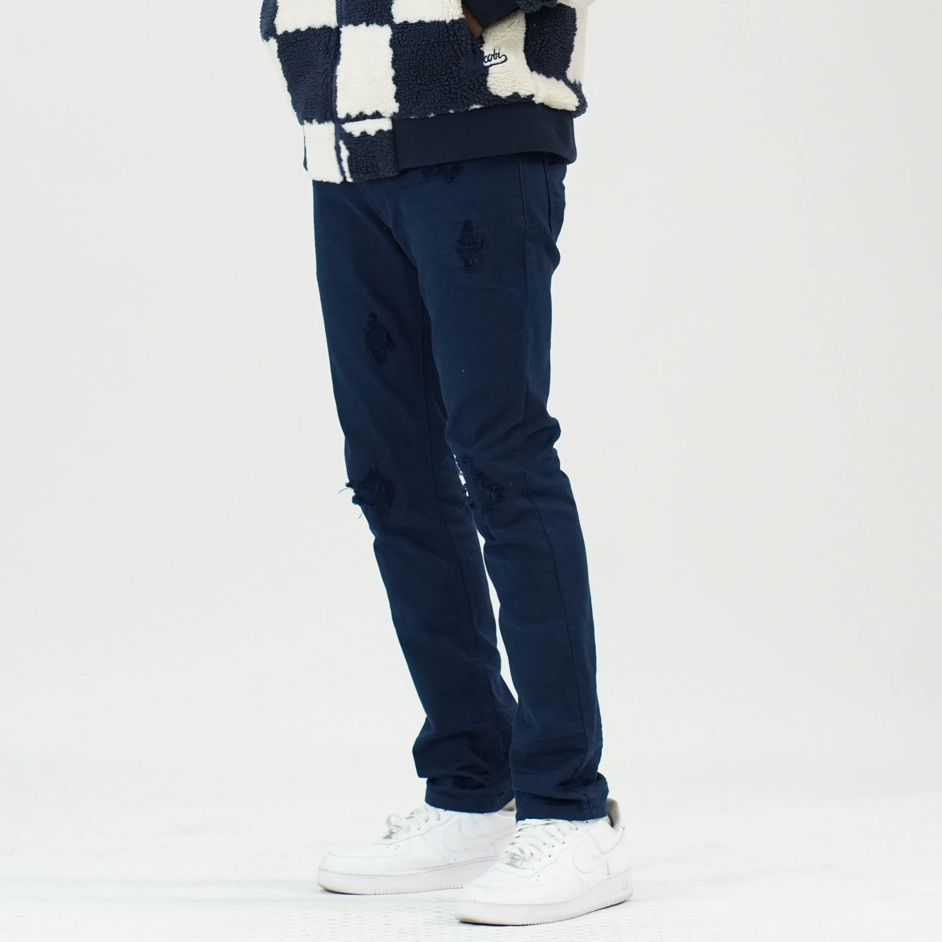 M1932 Makobi Brighton Shredded Twill Jeans - Navy