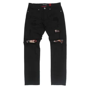 M1949 Gianni Jeans w/ Tapestry Underlay - Black