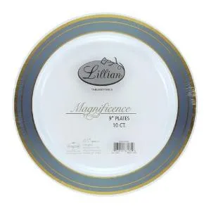 Magnificence - 9" Plastic Plate - Platinum - 10 ct. (Case Qty: 120)