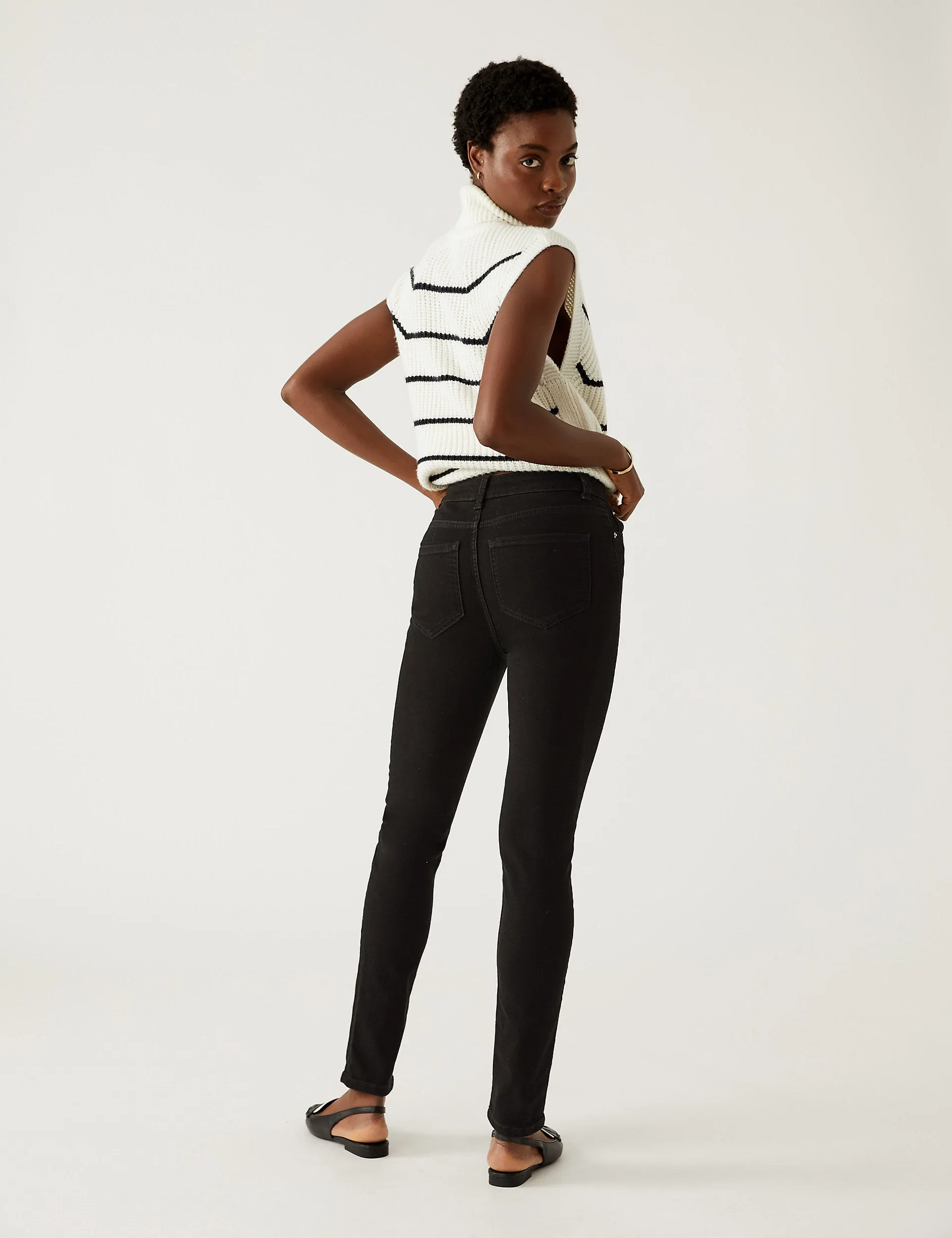 Marks & Spencer Lily Slim Stretch Jeans, Black Mix