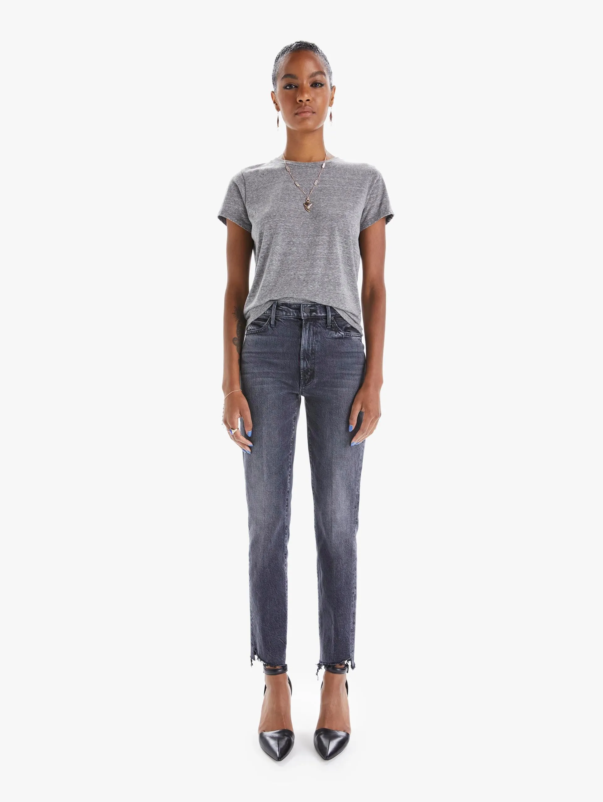 Mother Denim - High Waist Rascal Ankle Step Fray in Roadtrip Renegade